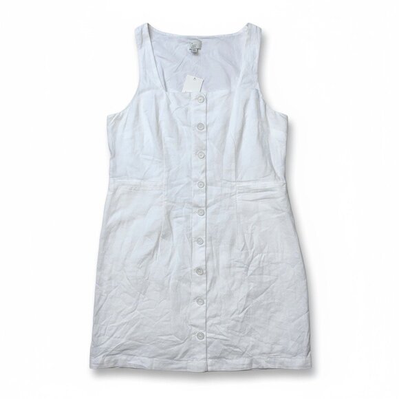 A New Day Womens White Sleeveless Button-Front Dress With Pockets Size Small - Picture 3 of 11